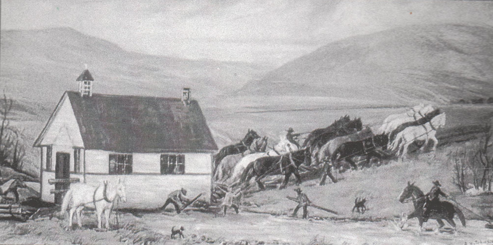 Painting by A. Hutchinson of the move from Mitford to Cochrane.